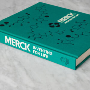 The book by person.
(MERCK INVENTING FORLIFE,no person, business, facts, paper, knowledge, education, research, book, data, achievement, spherical, travel, text, identity, leisure, luck, trip (journey), science, literature, plastic)