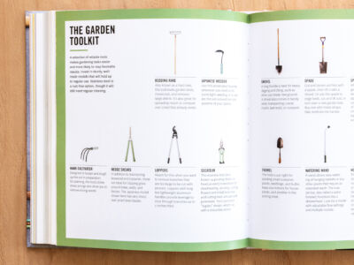The book is a must read for any gardener.
(THE GARDEN TOOLKIT A selection of reliable tools makes gardening tasks easier and more likely to reap favorable results. Invest in sturdy, well- made models that will hold up to regular use. Stainless steel is BEDDING RAKE JAPANESE WEEDER SOMEHL SPADE a rust-free option, though it will this tool levels garden beds, Also known as a hard rake. Use this underrated favorite whenever you need to do A long handle is best for heavy a spade, then tift it with a Cut and loosen soil first with still need regular cleaning. moves soil, and removes digging andIiting.such a some light weeding or to aer When you break new ground. shovel. Or use the spade to large debris. Its also great for ate the soil around the root A shovel also comes in handy turn over a now garden bed. edge beds, cut and lift sod, or spreading mulch or compost over a bed that already exists systems of your plants when transporting coarse mulch, leaf mold, or compost. Buy one with metal straps that reinforce the handle. HAND CULTIVATOR Designed to loosen and rough HEDGE SHEARS LOPPERS SECATEUR TROWEL In addition to maintaining WATERING WAND up the soil in preparation boxwood and topiaries, these Reach for this when you want This essential tool (also This tool is just right for to remove branches that planting small container A wand allows easy water- forplantingthis tools thee are ideal for clipping grass known as pruning shears or are too large to be cut with hand pruners) is excellent for plants soedling,and bulbs. ing of hanging baskets or any sharp prongs also allow you to around trees, walls, and Keep one indoors for house- other plants that require an remove strong weeds. fences. The Japanese model pruners. Loppers with long but lightweight aluminum deadheading. pruning.cutting plants, and another in the extended reach. The rose shown here has very sharp, handles provide leverage to flowers and small branches. potting shed. (at top, also called a water rust-proof steel blades. and cutting back annuals and breaker) functions like a slice through branches up to perennials. Try to purchase showerhead. Look for a model 2 inches thick. bypass shears, which out with adjustable flow settings with a scissorlike action and multiple nozzles.,booklet, page, template, layout, information, no person, presentation, navigation, banner, form, education, magazine, paper, facts, World Wide Web, business, text, option (finance), stripe, advertising)