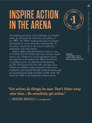 The art of the motivational poster.
(NSPIRE AULUI ENET VEI INS IN THE ARENA T The mission and values of the institution (see Project Goals,pg.20 guide the intentions and actions of the TRPL.The TRPL