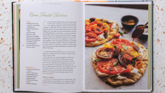 The cookbook by person, via photo sharing website.
(Naan TomatoTartire Servest ne of the great things about the restaurant world 4 heirlocm cherry tomatoes, is the way it can foster community among chefs. quartered or cut into eighths You might be surprised to learn that many chefs depending on sie are happy to share their secrets and bounce ideas around Marinated Tomatoes (recipe with each other. In fact, this recipe is the result of one such follows) collaboration. One night years ago, The Kitchen