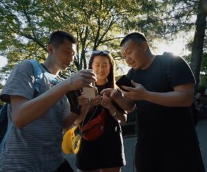 A group of friends are drinking coffee and eating ice cream in a park.
(people, adult, child, two, man, woman, facial expression, group, portrait, girl, music, offspring, recreation, three, interaction, outdoors, wear, boy, togetherness, enjoyment)